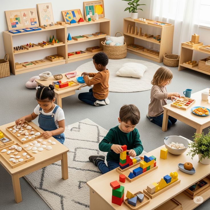 Young children learning through hands-on play in a kindergarten classroom